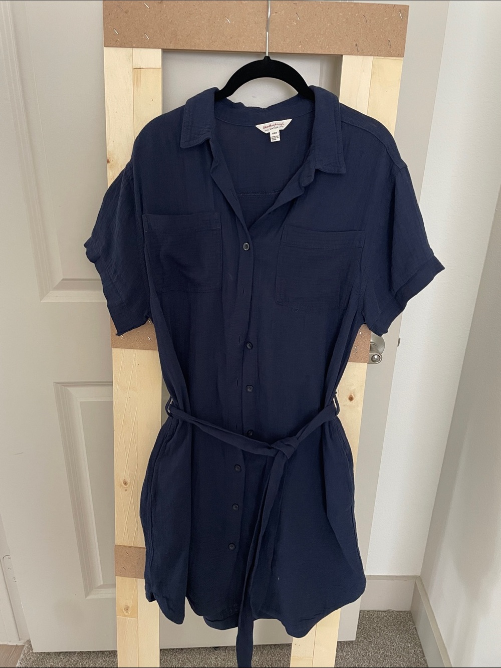 Weatherproof Navy Button-Front Shirt Dress